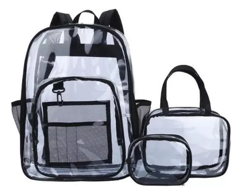 Kit De Mochilas De Pvc Transparente Gran Capacidad Simple, 3