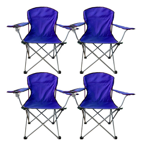 Combo X4 Silla Sillón Camping Plegable Porta Vaso