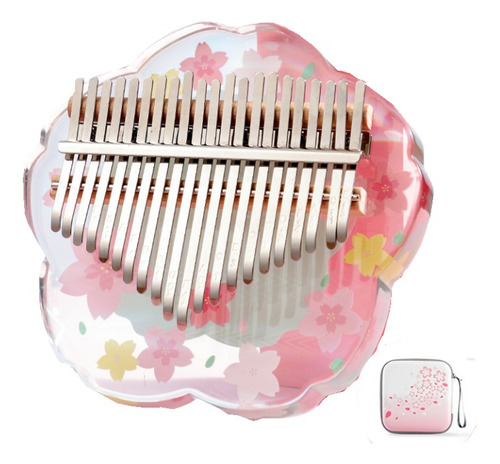 Kalimba Acrílico 21 Teclas Flores De Cerezo Preciosa+funda