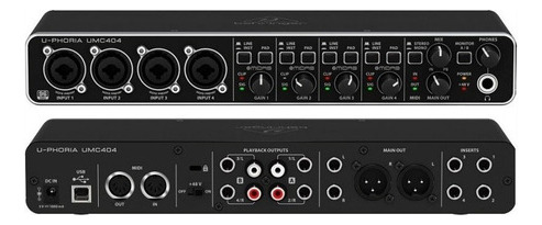 Tarjeta De Audio De 4 Canales Interfaz Behringer Umc404hd Voltaje 110v Color Negro