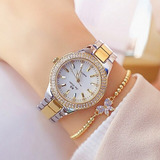 2 Piezas For Mujer De Cristal Diamante Reloj Pulsera Traje