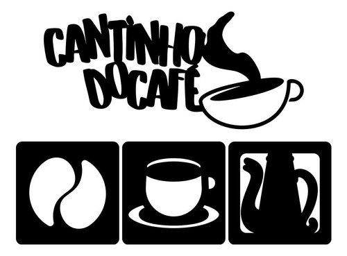 Cantinho Do Café - 4 Peças Em Mdf Para Decoração De Cozinha