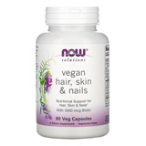 Now Foods Vegan Hair Skin & Nails, Pelo Piel Y Uñas 90cap Sin Sabor