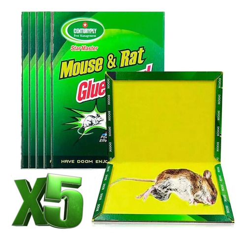Pack X5 Trampa Adhesiva Atrapa Ratas Roedores Ratones
