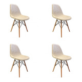 4 Sillas Eames Tapizadas Base De Madera