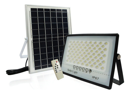 Reflector Led Con Panel Solar 200w  Luz Blanca