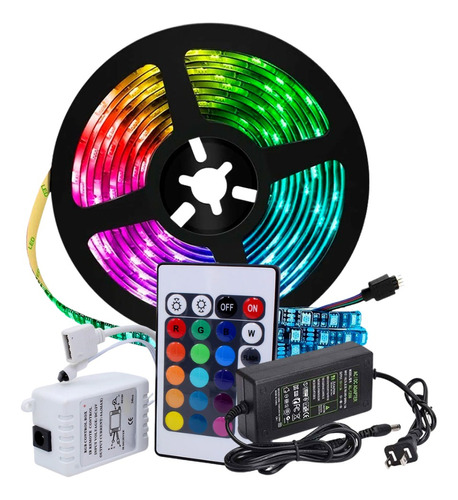 Tira De Luces Led Rgb 5 Metros Con Control Remoto Eliminador