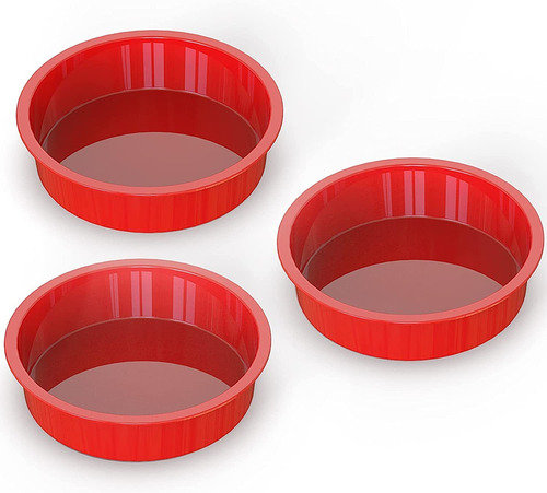 Silivo 8 Inch Round Cake Pans - Set De 3 Moldes De Silico...