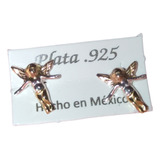 Aretes Plata 925 Ángel Colores Joyería Fina Broquel