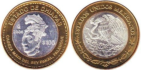 Moneda De 100 Pesos Mexicanos Del Estado De Chiapas 2a. Fase