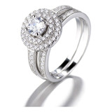 Anillo Doble Plata 925 Mujer Elegante Circones Compromiso