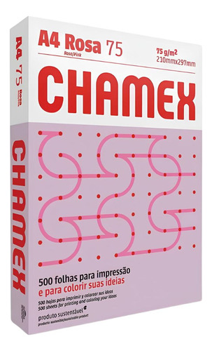 Papel Sulfite Chamex A4 75g 500 Folhas Rosa