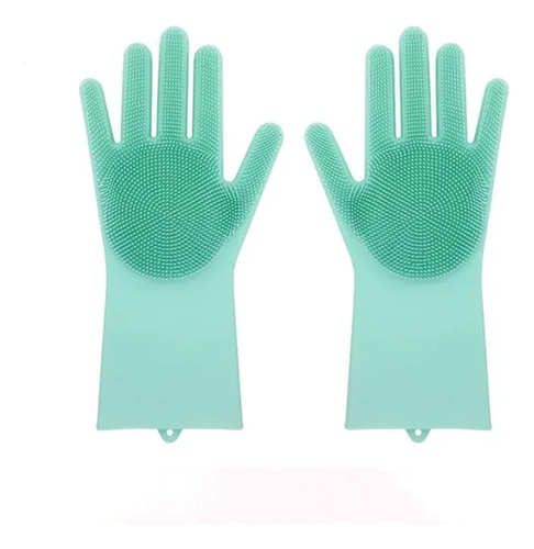 Guantes Silicona Con Cerdas  Par Para Lavar Platos Cocina 