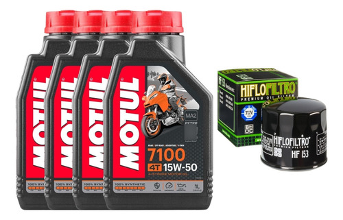 Kit Aceite Motul Sintetico 7100 15w50 Y Filtro Hf153 Ducati 