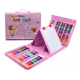 Set Arte Maleta 208 Piezas Caballete Crayon Didactico Niño