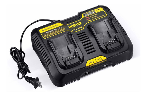 Cargador De 2 Puertos Dcb102bp Compatible Con Dewalt 12v 20v