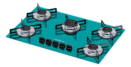 Fogão Cooktop Gás Ultra Chamalux 5 Bocas Turquesa  Bivolt