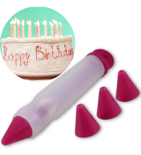 Caneta Decoradora Silicone Bolo Cupcake Biscoito 3 Pontas 