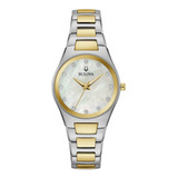 Reloj Bulova 98l305 Para Dama Clásico Original Color De La Correa Plateado/dorado
