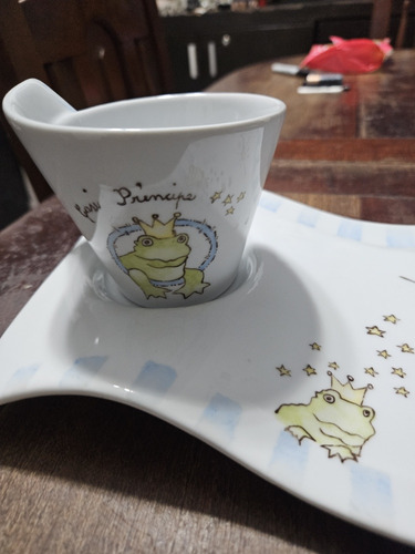 Juego De Taza Y Plato Pintado A Mano