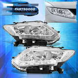 For 14-16 Nissan Rogue Chrome Clear Led Drl Headlights L Aac