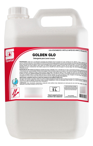 Spartan Golden Glo Detergente Neutro Concentrado Louças - 5l