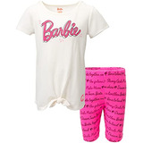 Conjunto De Camiseta Y Pantalones Cortos Estampados De Barbi