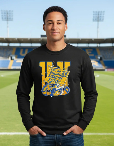 Playera Hombre Tigres Con Mi Equipo Manga Larga