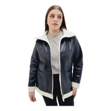 Campera Engomada Eco Cuero Blazer Chaqueta Con Corderito