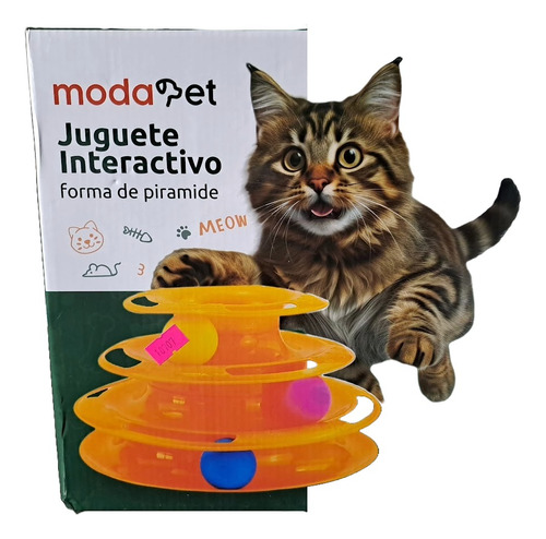 Juguete Interactivo Para Gatos Torre Con Pelotas 3 Niveles