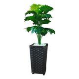 Planta Artificial Folhagem Bananinha + Vaso Grande Decorativ