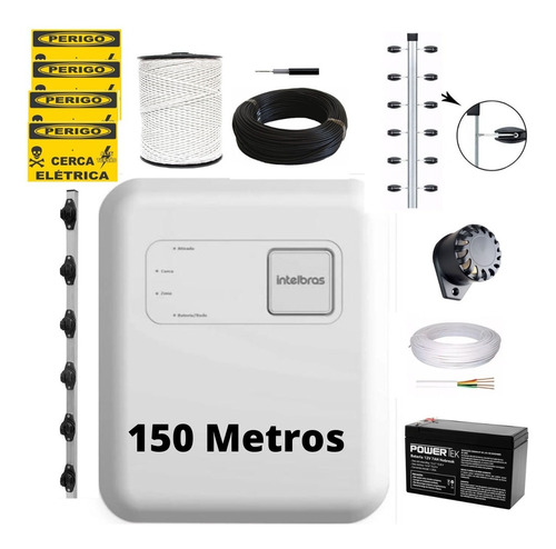 Kit Cerca Elétrica Industrial 150m C/ Big Hastes De 1 Metro