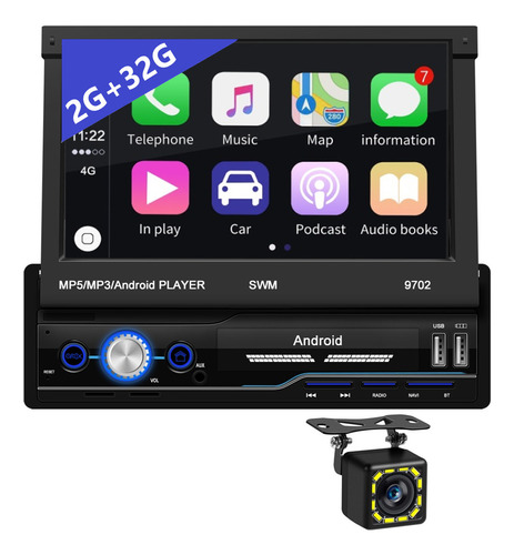 1 Din Estéreo Android Pantalla Retráctil Navegación Gps