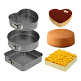 Moldes Pastel Pan 3pzs Anti Adherente Desmontable Reposteria