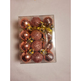 24 Mini Esferas Navideñas 2cm Rose Gold (oro Rosa)