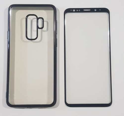 Funda Borde Color Gris+ Glass Compatible Con Samsung S9 Plus