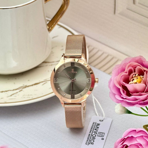 Reloj Mujer Original Marca Naviforce Pulso Acero Sumergible