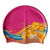 Las Mujeres Silicona Swim Cap Baño Flexible Flor De Impresió