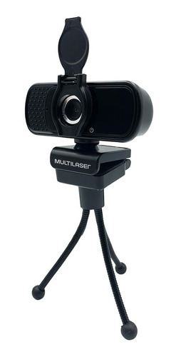 Webcam Mini Câmera Visão 360° Tripé  1080p Mic Multilaser