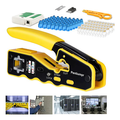 Pentiumpr Kit Pinzas Ponchadora Crimpadora Rj45\u002Fcat6 Cat5 Pass Through Con Conector Directo Rj45 Cat6 | MercadoLibre