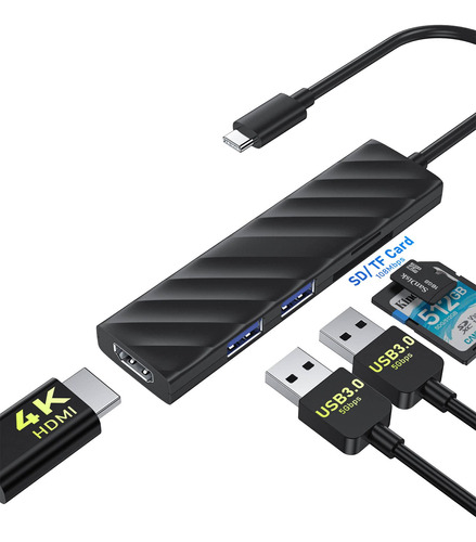 Dongle Usb C 5 En 1, Adaptador Multipuerto Usb C Hub A Hdmi