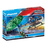 Muñecos Y  Helicóptero De Policía Persecución Playmobil 7056