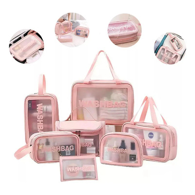 Zanoreth 7 Pcs Bolsa de Maquillaje de Viaje, Neceser de Aseo Impermeable para Mujer y Hombre, Cosmetiqueras Transparentes Portatil, Organizador de Cosmético para Artículos de Tocador Baño - Rosa | MercadoLibre