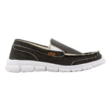 Zapatilla Pancha Hombre  Nautica Lona Moda Negro Edu