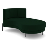 Chaise Longue Divã 164cm Braço Esquerdo Logus Veludo Verde