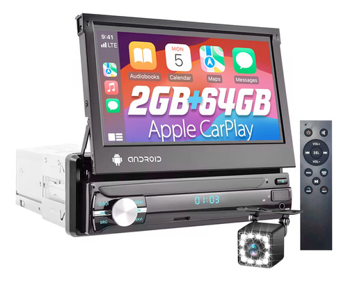 Stereo Pantalla Retractil 7 Pulgadas 1 Din Carplay 2gb 64gb