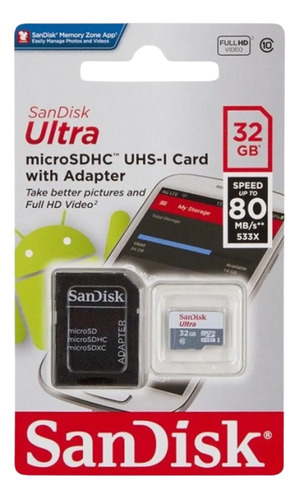  Cartão Micro Sd Sandisk Ultra 32gb Sdxc A1 Nintendo Switch