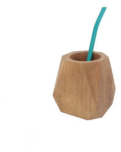 Mate Madera Geométrico Algarrobo Virgen Pintar Hexagonal X10