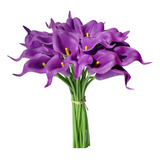 20 Flores Calas Artificiales Mandys Latex  35cm Violeta
