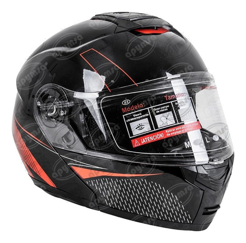 Casco Para Moto Abatible Doble Visor C/grafito Racing B/r